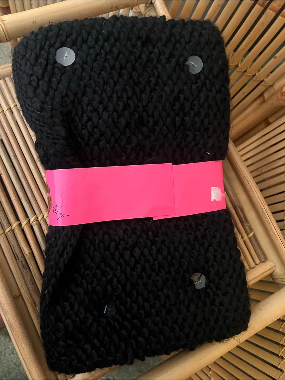 Betsey Johnson holiday gift set with Knit Hat with Multicolor Pom and scarf